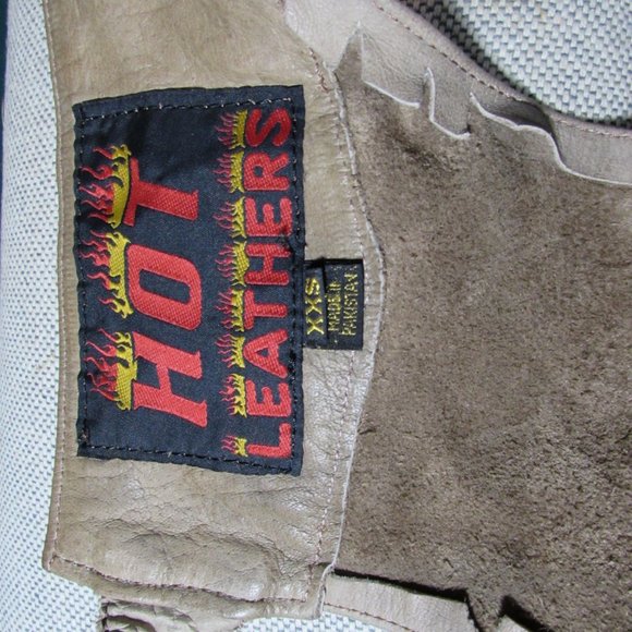 Tan/Light Brown Leather Motorcycle Biker Chaps - Picture 12 of 12